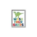Picture of Wash Your Hands Green Dino _GroupedProduct_Rectangle_Portrait_Mini_ _GroupedProduct_Rectangle_Portrait_Canvas_Framed_
