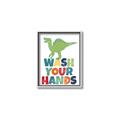 Picture of Wash Your Hands Green Dino _GroupedProduct_Rectangle_Portrait_Mini_ _GroupedProduct_Rectangle_Portrait_Canvas_Framed_