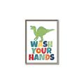 Picture of Wash Your Hands Green Dino _GroupedProduct_Rectangle_Portrait_Mini_ _GroupedProduct_Rectangle_Portrait_Canvas_Framed_