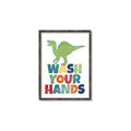 Picture of Wash Your Hands Green Dino _GroupedProduct_Rectangle_Portrait_Mini_ _GroupedProduct_Rectangle_Portrait_Canvas_Framed_