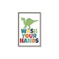 Picture of Wash Your Hands Green Dino _GroupedProduct_Rectangle_Portrait_Mini_ _GroupedProduct_Rectangle_Portrait_Canvas_Framed_