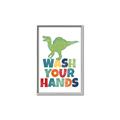 Picture of Wash Your Hands Green Dino _GroupedProduct_Rectangle_Portrait_Mini_ _GroupedProduct_Rectangle_Portrait_Canvas_Framed_