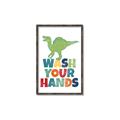 Picture of Wash Your Hands Green Dino _GroupedProduct_Rectangle_Portrait_Mini_ _GroupedProduct_Rectangle_Portrait_Canvas_Framed_