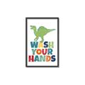 Picture of Wash Your Hands Green Dino _GroupedProduct_Rectangle_Portrait_Mini_ _GroupedProduct_Rectangle_Portrait_Canvas_Framed_