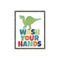 Picture of Wash Your Hands Green Dino _GroupedProduct_Rectangle_Portrait_Mini_ _GroupedProduct_Rectangle_Portrait_Canvas_Framed_
