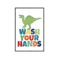 Picture of Wash Your Hands Green Dino _GroupedProduct_Rectangle_Portrait_Mini_ _GroupedProduct_Rectangle_Portrait_Canvas_Framed_