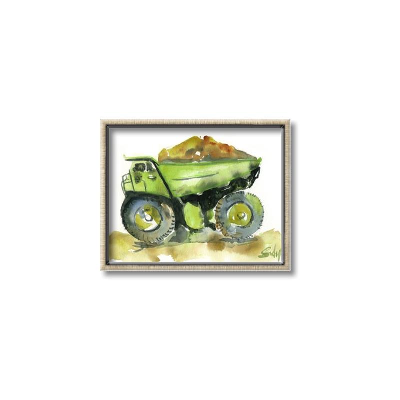 Picture of Green Dump Truck  _GroupedProduct_Rectangle_Landscape_Mini_ _GroupedProduct_Rectangle_Landscape_Canvas_Framed_