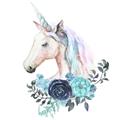 Picture of Blue Floral Unicorn _GroupedProduct_Square_Mini_ _GroupedProduct_Square_Unframed_Print_Only_