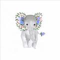 Picture of Baby Floral Elephant _GroupedProduct_Square_Mini_ _GroupedProduct_Square_Unframed_Print_Only_