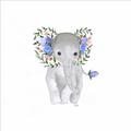 Picture of Baby Floral Elephant _GroupedProduct_Square_Mini_ _GroupedProduct_Square_Unframed_Print_Only_