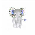 Picture of Baby Floral Elephant _GroupedProduct_Square_Mini_ _GroupedProduct_Square_Unframed_Print_Only_