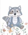 Picture of Cartoon Raccoon _GroupedProduct_Rectangle_Portrait_Mini_ _GroupedProduct_Rectangle_Portrait_Unframed_Print_Only_