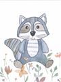 Picture of Cartoon Raccoon _GroupedProduct_Rectangle_Portrait_Mini_ _GroupedProduct_Rectangle_Portrait_Unframed_Print_Only_