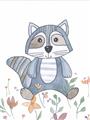 Picture of Cartoon Raccoon _GroupedProduct_Rectangle_Portrait_Mini_ _GroupedProduct_Rectangle_Portrait_Unframed_Print_Only_