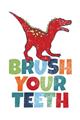 Picture of Brush Your Teeth Red Dino _GroupedProduct_Rectangle_Portrait_Mini_ _GroupedProduct_Rectangle_Portrait_Unframed_Print_Only_
