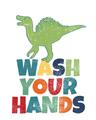 Picture of Wash Your Hands Green Dino _GroupedProduct_Rectangle_Portrait_Mini_ _GroupedProduct_Rectangle_Portrait_Unframed_Print_Only_