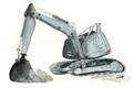 Picture of Gray Excavator _GroupedProduct_Rectangle_Landscape_Mini_ _GroupedProduct_Rectangle_Landscape_Unframed_Print_Only_