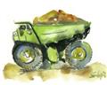 Picture of Green Dump Truck  _GroupedProduct_Rectangle_Landscape_Mini_ _GroupedProduct_Rectangle_Landscape_Unframed_Print_Only_