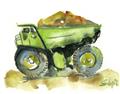 Picture of Green Dump Truck  _GroupedProduct_Rectangle_Landscape_Mini_ _GroupedProduct_Rectangle_Landscape_Unframed_Print_Only_