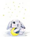 Picture of Moon Bunny  _GroupedProduct_Rectangle_Portrait_Mini_ _GroupedProduct_Rectangle_Portrait_Unframed_Print_Only_