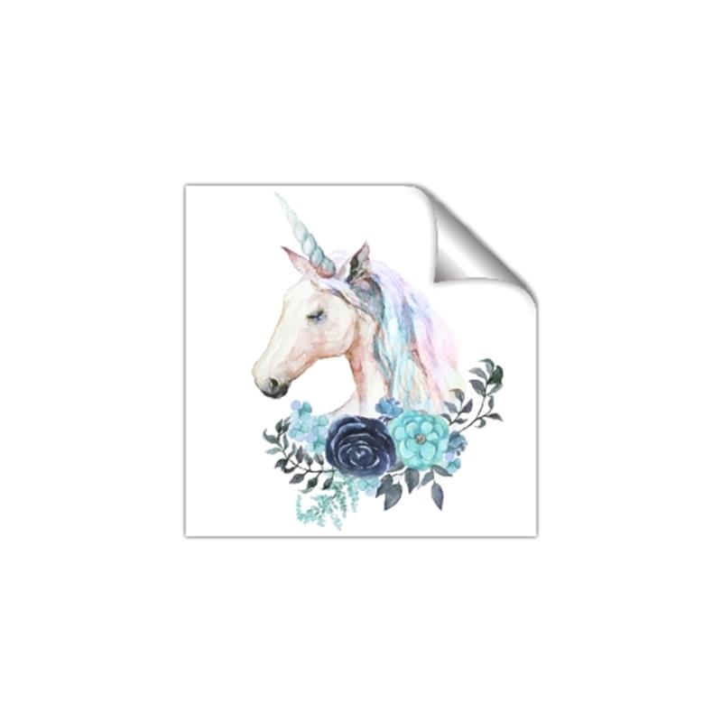 Picture of Blue Floral Unicorn _GroupedProduct_Square_Mini_ _GroupedProduct_Square_Unframed_Print_Only_