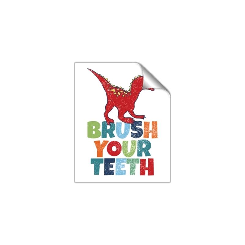 Picture of Brush Your Teeth Red Dino _GroupedProduct_Rectangle_Portrait_Mini_ _GroupedProduct_Rectangle_Portrait_Unframed_Print_Only_