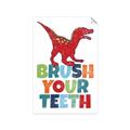 Picture of Brush Your Teeth Red Dino _GroupedProduct_Rectangle_Portrait_Mini_ _GroupedProduct_Rectangle_Portrait_Unframed_Print_Only_
