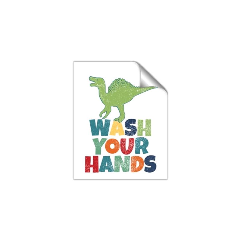 Picture of Wash Your Hands Green Dino _GroupedProduct_Rectangle_Portrait_Mini_ _GroupedProduct_Rectangle_Portrait_Unframed_Print_Only_
