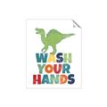 Picture of Wash Your Hands Green Dino _GroupedProduct_Rectangle_Portrait_Mini_ _GroupedProduct_Rectangle_Portrait_Unframed_Print_Only_
