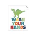 Picture of Wash Your Hands Green Dino _GroupedProduct_Rectangle_Portrait_Mini_ _GroupedProduct_Rectangle_Portrait_Unframed_Print_Only_