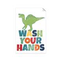 Picture of Wash Your Hands Green Dino _GroupedProduct_Rectangle_Portrait_Mini_ _GroupedProduct_Rectangle_Portrait_Unframed_Print_Only_