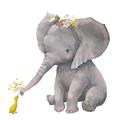 Picture of Baby Elephant with Duck  _GroupedProduct_Square_Mini_ _GroupedProduct_Square_Unframed_Print_Only_