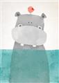 Picture of Water Hippo _GroupedProduct_Rectangle_Portrait_Mini_ _GroupedProduct_Rectangle_Portrait_Unframed_Print_Only_