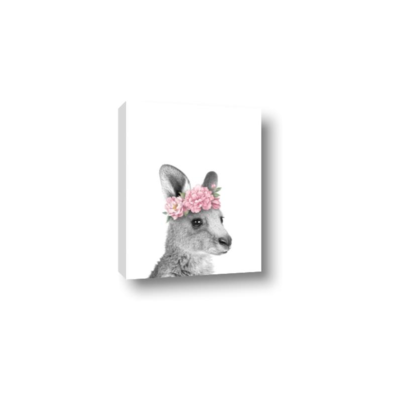 Picture of Kangaroo with floral _GroupedProduct_Rectangle_Portrait_Mini_ _GroupedProduct_Rectangle_Portrait_Canvas_