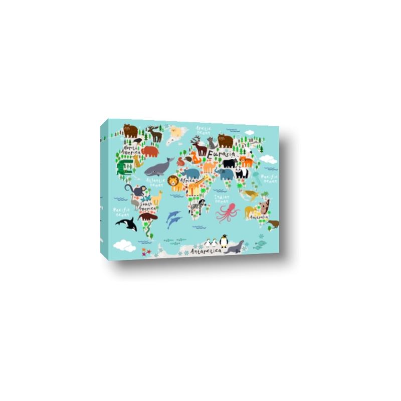Picture of Animal World Map II _GroupedProduct_Rectangle_Landscape_Canvas_