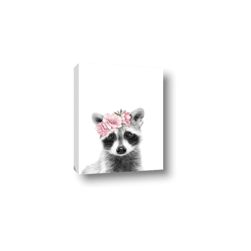 Picture of Flower Crown Raccoon _GroupedProduct_Rectangle_Portrait_Mini_ _GroupedProduct_Rectangle_Portrait_Canvas_