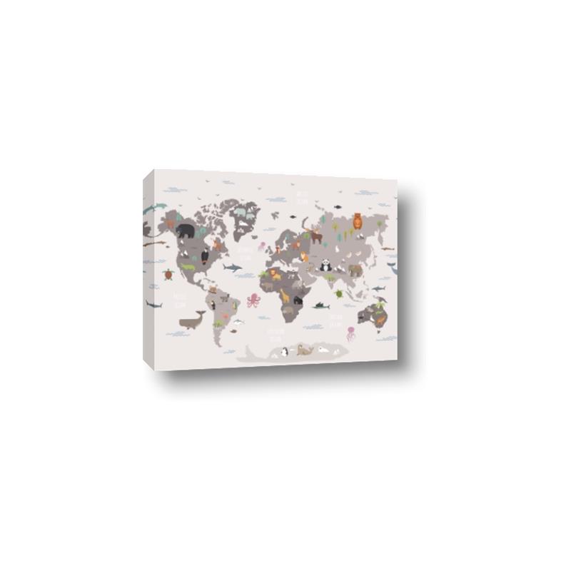 Picture of Gray Animal Map  _GroupedProduct_Rectangle_Landscape_Canvas_