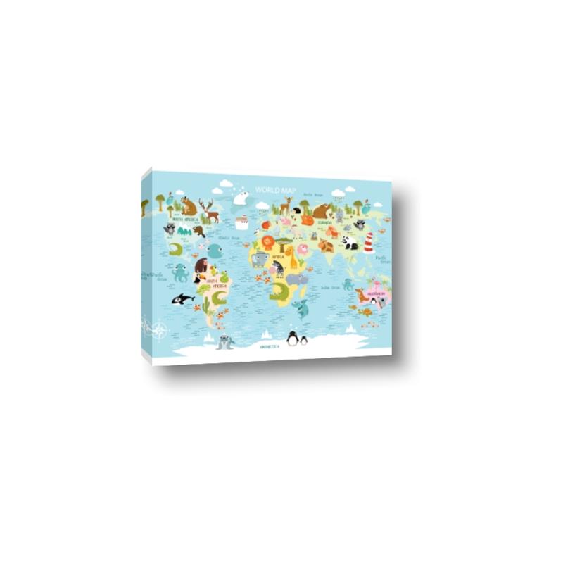 Picture of Googly Eyed Animal Map   _GroupedProduct_Rectangle_Landscape_Canvas_