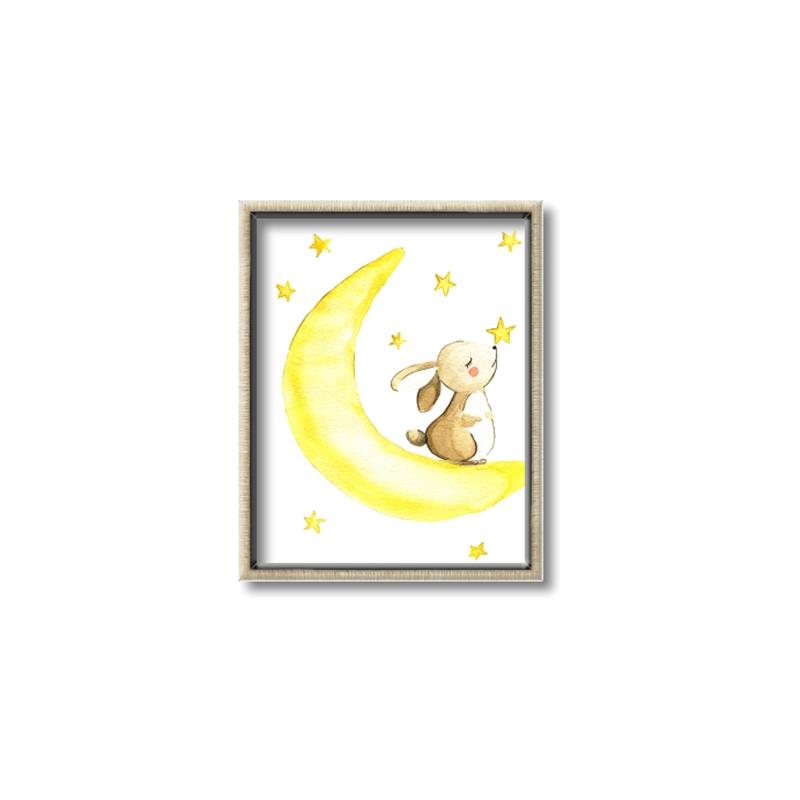 Picture of Little Bunny on the Moon _GroupedProduct_Rectangle_Portrait_Mini_ _GroupedProduct_Rectangle_Portrait_Canvas_Framed_