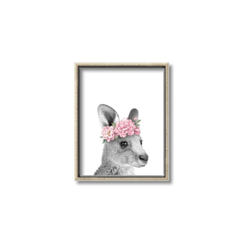 Picture of Kangaroo with floral _GroupedProduct_Rectangle_Portrait_Mini_ _GroupedProduct_Rectangle_Portrait_Canvas_Framed_