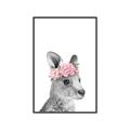Picture of Kangaroo with floral _GroupedProduct_Rectangle_Portrait_Mini_ _GroupedProduct_Rectangle_Portrait_Canvas_Framed_