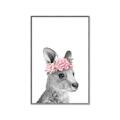 Picture of Kangaroo with floral _GroupedProduct_Rectangle_Portrait_Mini_ _GroupedProduct_Rectangle_Portrait_Canvas_Framed_