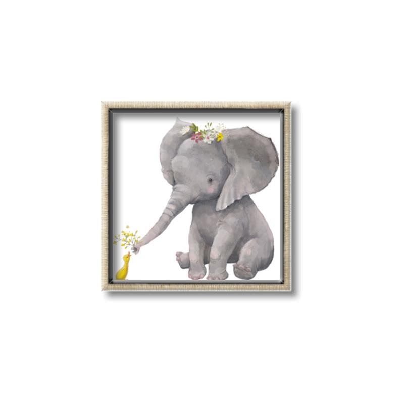 Picture of Baby Elephant with Duck  _GroupedProduct_Square_Mini_ _GroupedProduct_Square_Canvas_Framed_