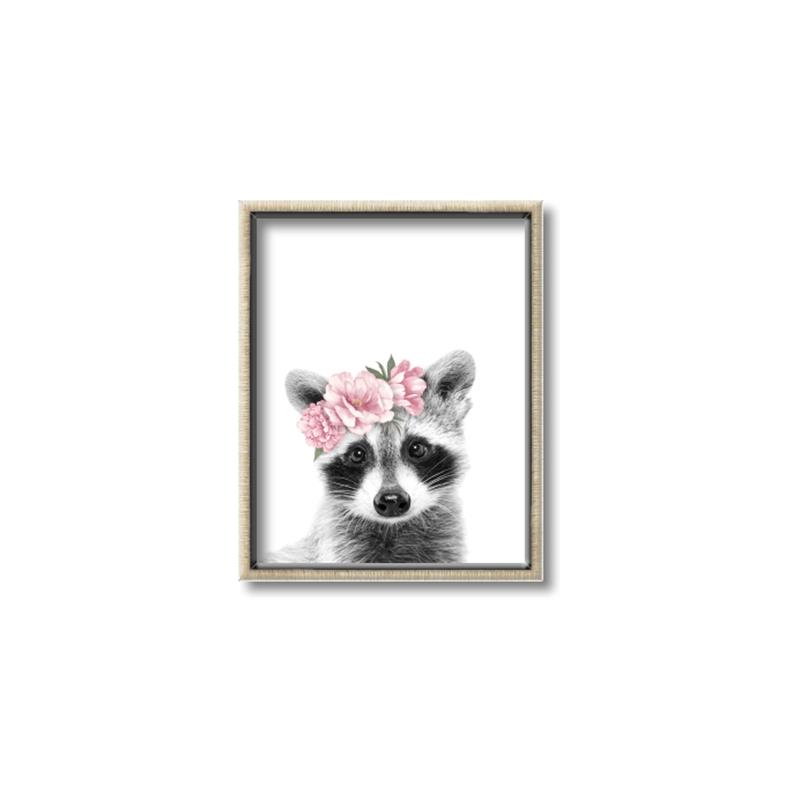 Picture of Flower Crown Raccoon _GroupedProduct_Rectangle_Portrait_Mini_ _GroupedProduct_Rectangle_Portrait_Canvas_Framed_