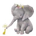 Picture of Baby Elephant with Duck  _GroupedProduct_Square_Mini_ _GroupedProduct_Square_Unframed_Print_Only_