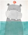 Picture of Water Hippo _GroupedProduct_Rectangle_Portrait_Mini_ _GroupedProduct_Rectangle_Portrait_Unframed_Print_Only_