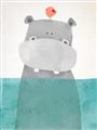 Picture of Water Hippo _GroupedProduct_Rectangle_Portrait_Mini_ _GroupedProduct_Rectangle_Portrait_Unframed_Print_Only_