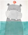 Picture of Water Hippo _GroupedProduct_Rectangle_Portrait_Mini_ _GroupedProduct_Rectangle_Portrait_Unframed_Print_Only_