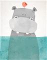 Picture of Water Hippo _GroupedProduct_Rectangle_Portrait_Mini_ _GroupedProduct_Rectangle_Portrait_Unframed_Print_Only_