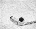 Picture of Ice Hockey stick and puck _GroupedProduct_Rectangle_Landscape_Mini_ _GroupedProduct_Rectangle_Landscape_Unframed_Print_Only_